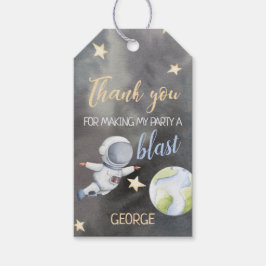 Space Astronaut Birthday Tack Märkre Presentetikett