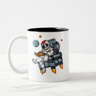 Space Astronaut Bok Reading Nerd Cosmic Två-Tonad Mugg