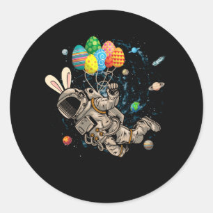 Space Astronaut Bunny Ear Travel Galaxy med Ballo Runt Klistermärke