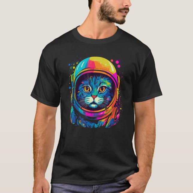 Space Astronaut Cat  Men Women Kids Space Cat T Shirt (Framsida)