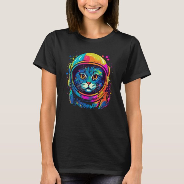 Space Astronaut Cat  Men Women Kids Space Cat T Shirt (Framsida)