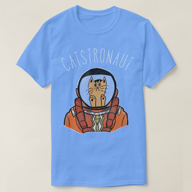 Space Astronaut Cat T Shirt Funny Cute Teckning Te (Design framsida)