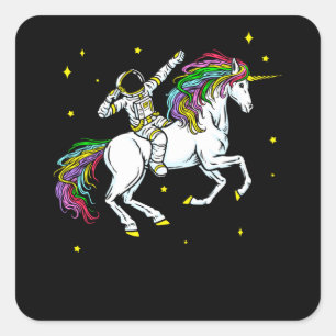 Space Astronaut Dabbing Unicorn Cosmos Gift Fyrkantigt Klistermärke
