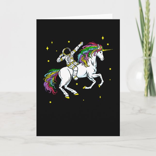 Space Astronaut Dabbing Unicorn Cosmos Gift Kort (Framsida)