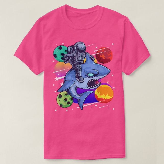 Space Astronaut Day Riding Shark Galaxy Planets St T Shirt (Design framsida)