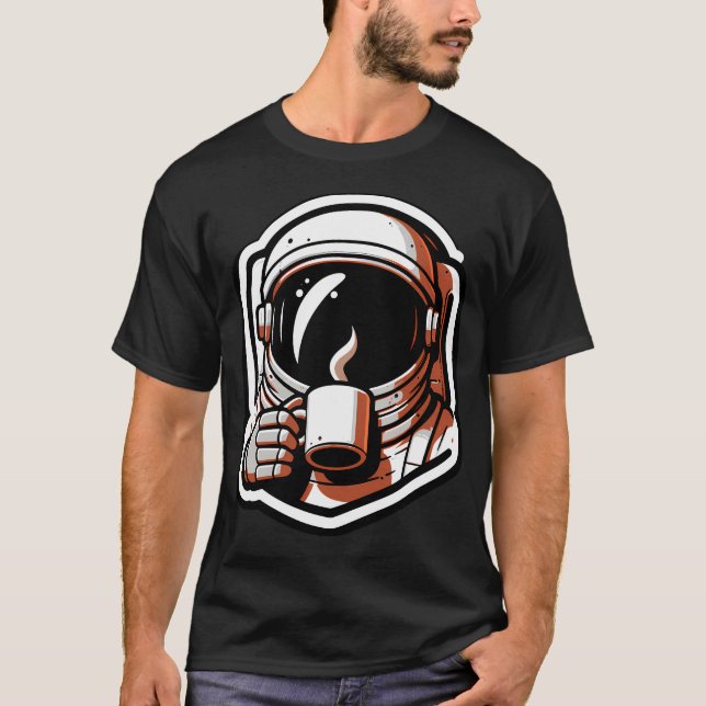 Space Astronaut Drinking Coffeeaesthetic Galaxy Un T Shirt (Framsida)