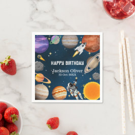 Space Astronaut Första Födelsedagsfesten Pappersservett
