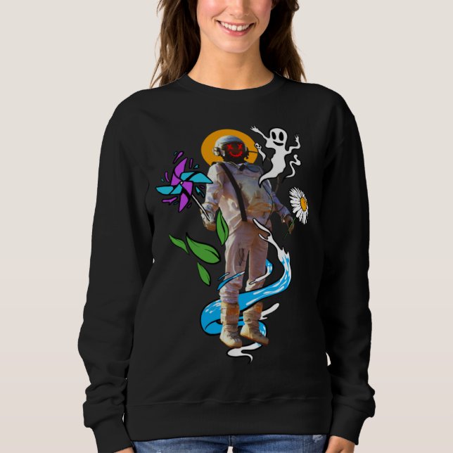 Space astronaut ghosts flower t shirt (Framsida)