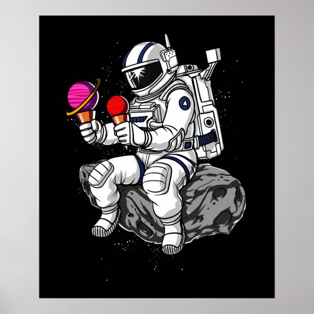 Space Astronaut Ice Cream Planets Cosmic Galaxy Poster (Framsidan)