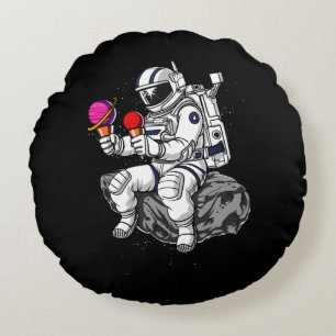 Space Astronaut Ice Cream Planets Cosmic Galaxy Rund Kudde