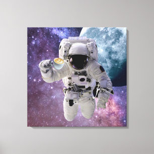 Space, Astronaut, Kanvastrycket Kaffe Älskare Canvastryck