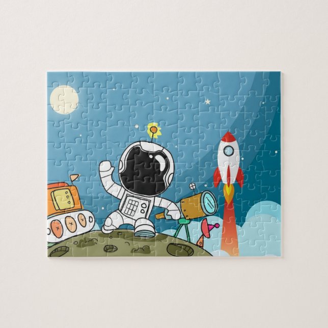 Space Astronaut Kids Puzzle, Kids Personlig Pussel (Horisontell)