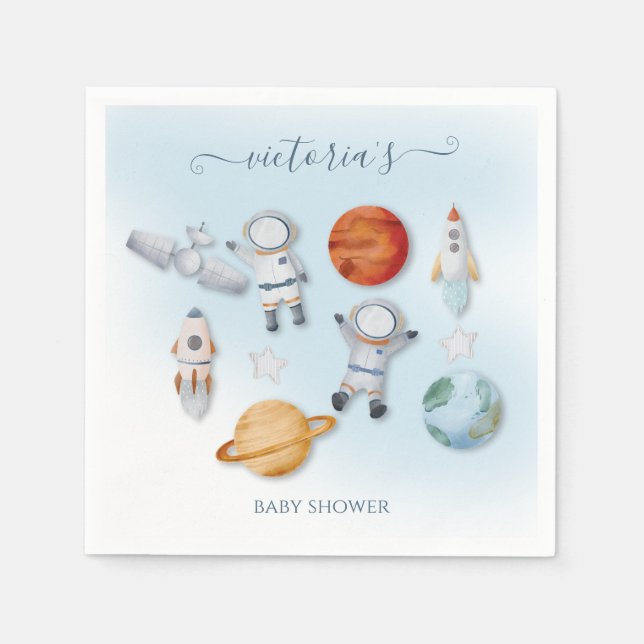 Space Astronaut Mobile Baby Shower Pappersservett (Framsidan)