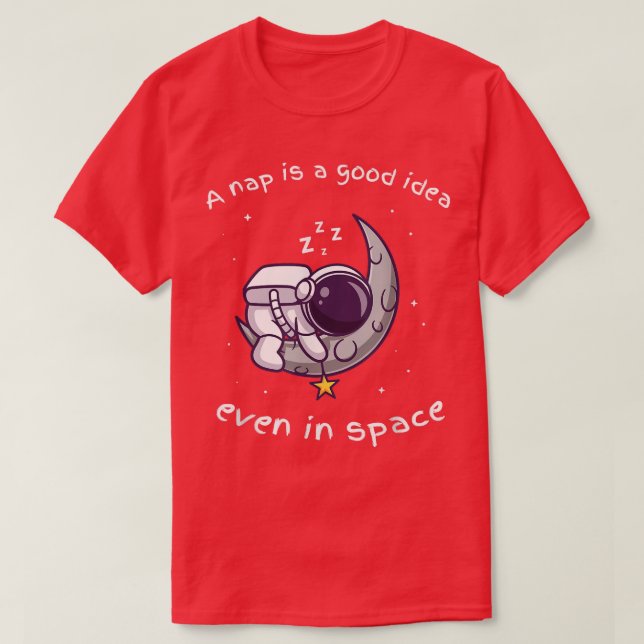Space Astronaut Nap i Måne Älskare T Shirt (Design framsida)