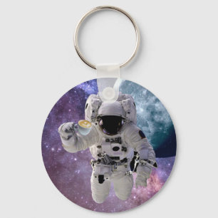 Space, astronaut, nyckelkedjan Kaffe Älskare Nyckelring