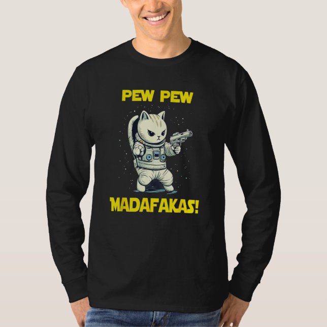 Space Astronaut Pew Madafakas American Shorthair C T Shirt (Framsida)
