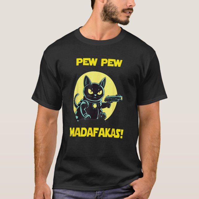 Space Astronaut Pew Madafakas Bombay Cat T Shirt (Framsida)