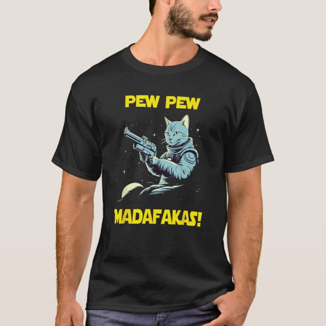 Space Astronaut Pew Madafakas Egyptian Mau Cat T Shirt (Framsida)