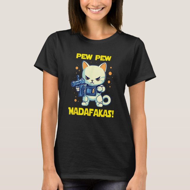 Space Astronaut Pew Madafakas Maneki Neko Cat 1 T Shirt (Framsida)