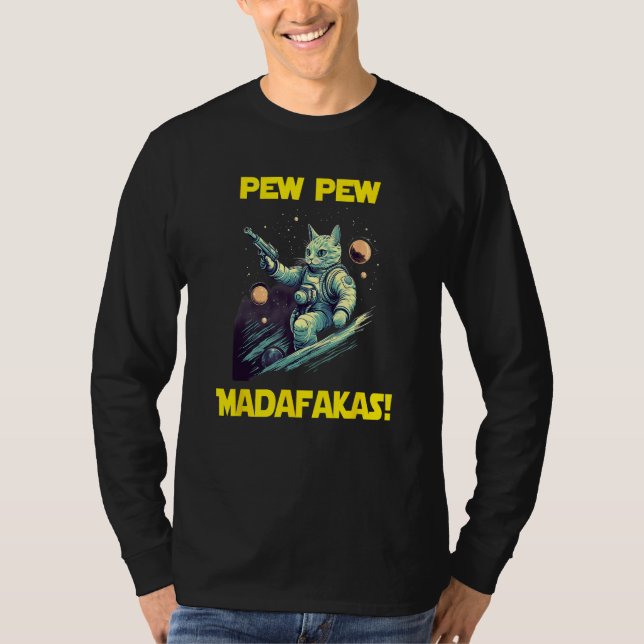 Space Astronaut Pew Madafakas Nebelung Cat 1 T Shirt (Framsida)