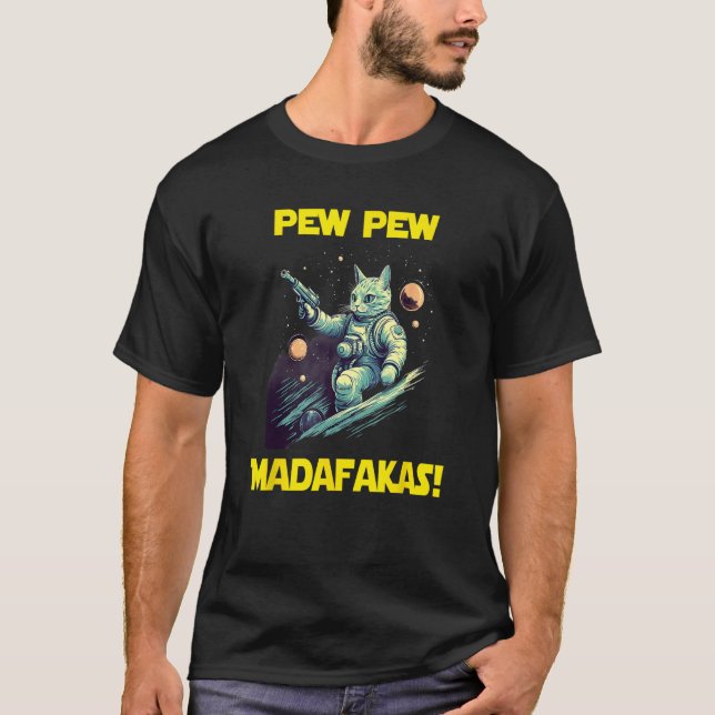 Space Astronaut Pew Madafakas Nebelung Cat 1 T Shirt (Framsida)