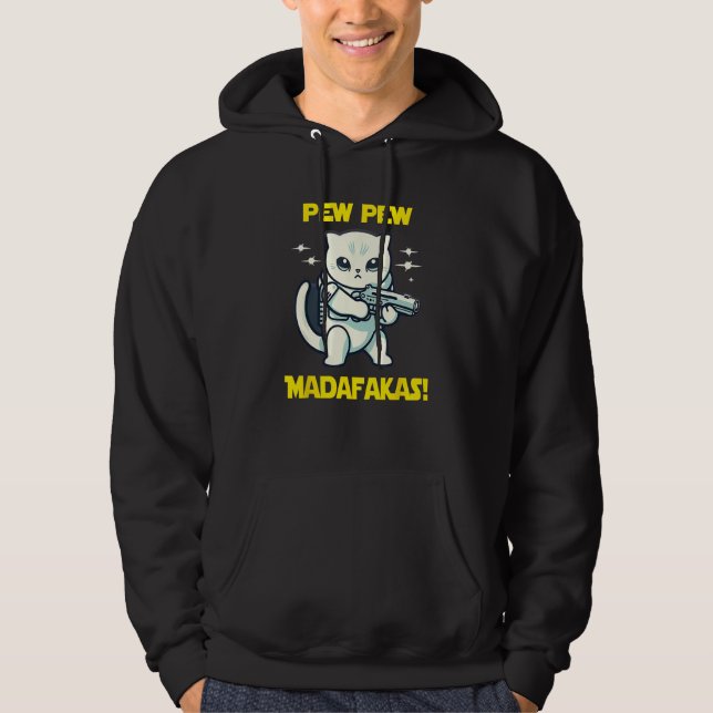 Space Astronaut Pew Madafakas Scottish Fold Cat Hoodie (Framsida)