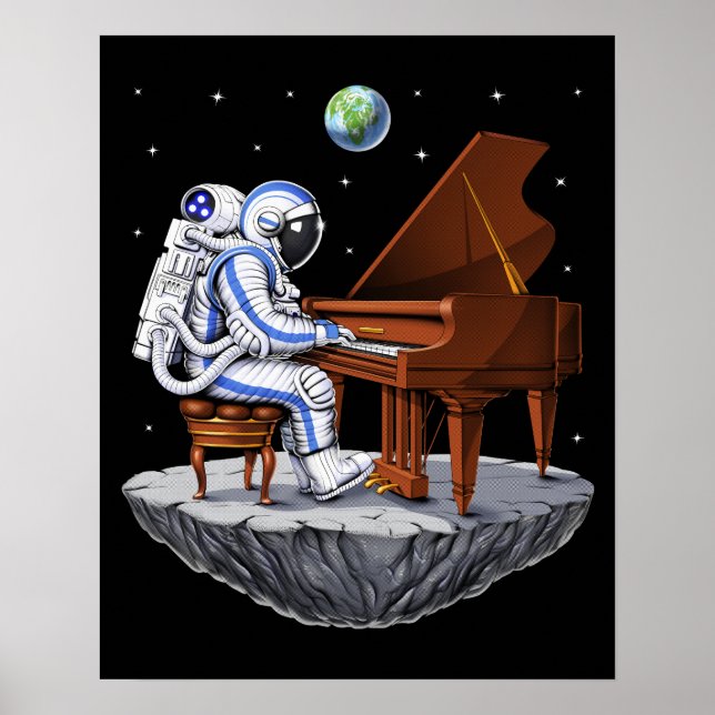 Space Astronaut Pianist Poster (Framsidan)