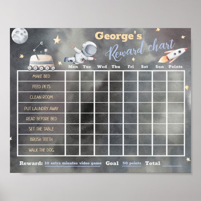 Space Astronaut Reward Chore Chart Poster (Framsidan)