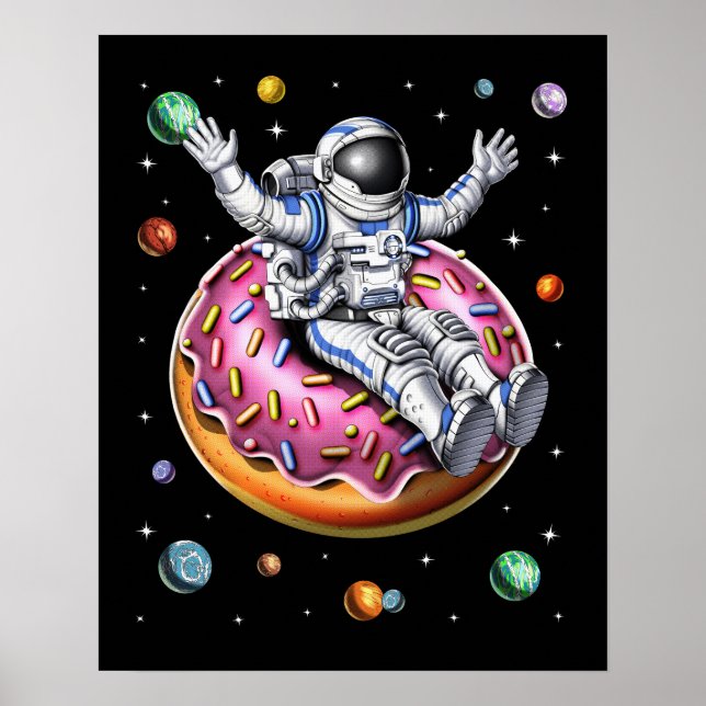 Space Astronaut Riding Donut Poster (Framsidan)