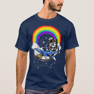Space Astronaut Riding Shark T Shirt