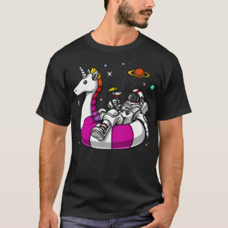 Space Astronaut Riding Unicorn Flyter T Shirt