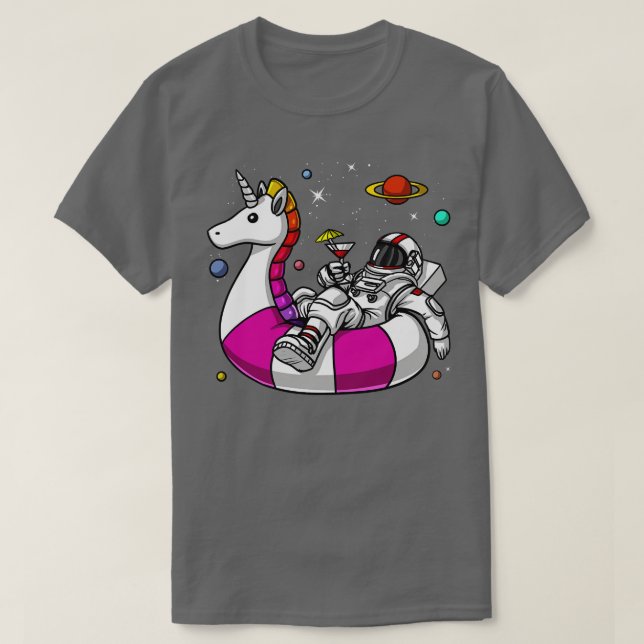 Space Astronaut Riding Unicorn Flyter T Shirt (Design framsida)