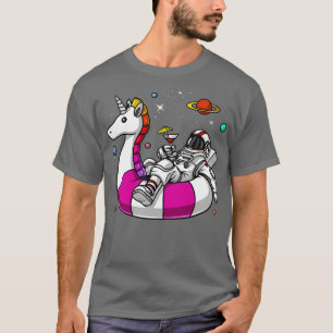 Space Astronaut Riding Unicorn Flyter T Shirt