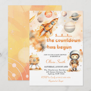 Space Astronaut Rocket Planets Boy Shower Inbjudningar