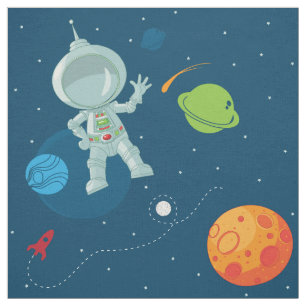 Space Astronaut Seamless Mönster Fabric på flottan Tyg