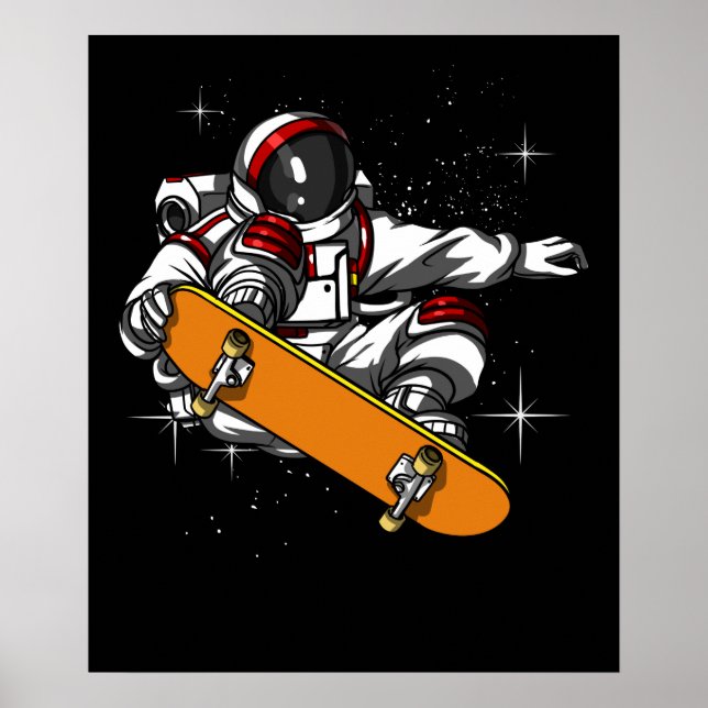 Space Astronaut Skater Skateboarding Cosmic Poster (Framsidan)