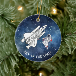 Space Astronaut Spaceship Astronomy Klubb jul Julgransprydnad Keramik