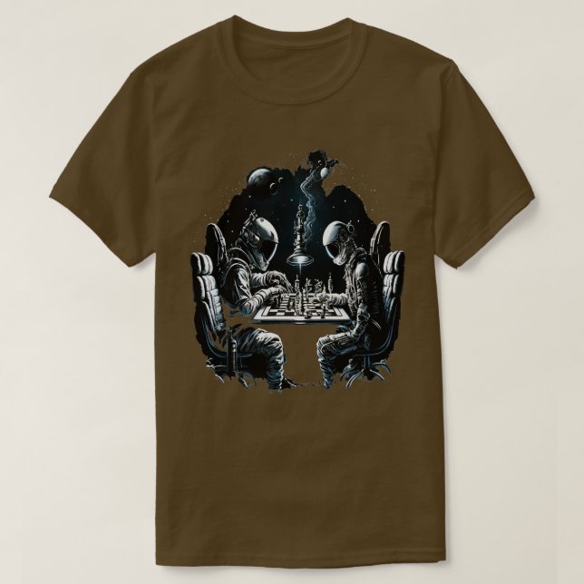 Space Astronaut spelar schess Astronomy Spaceman 1 T Shirt (Design framsida)