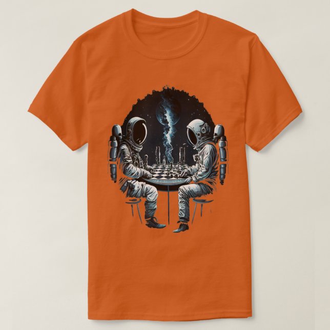 Space Astronaut spelar schess Astronomy Spaceman 2 T Shirt (Design framsida)