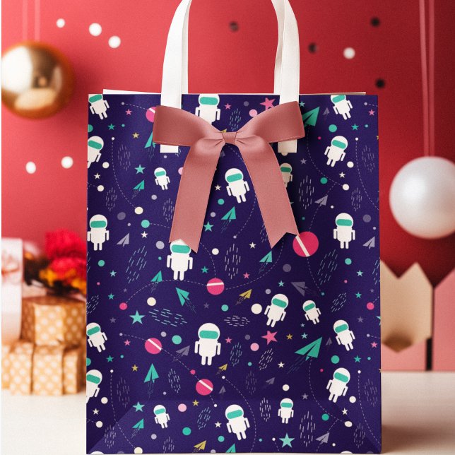 Space Astronaut Tecknad Mönster (gift bag, birthday surprise gift bag, teddy bear gift bag, wine gift bag, travel bag, use and throw )