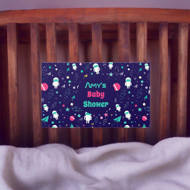 Space Astronaut Tecknad Mönster Rektangulärt Klistermärke