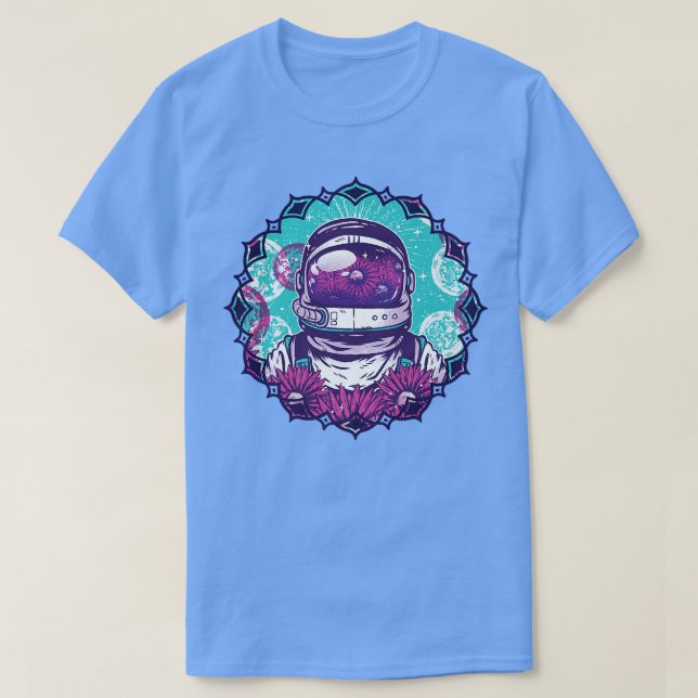 Space Astronaut with Planets, Moons and Flowers  T Shirt (Design framsida)