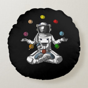 Space Astronaut Zen Yoga Meditation Cosmic Planets Rund Kudde