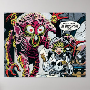 Space Äventyr #12 Funny 50s Retro Sci Fi-Tecknad Poster