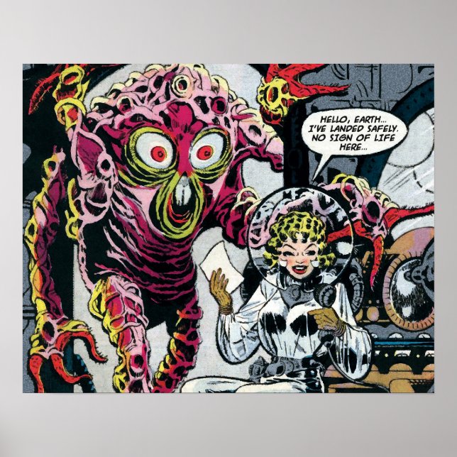 Space Äventyr #12 Funny 50s Retro Sci Fi-Tecknad Poster (Framsidan)