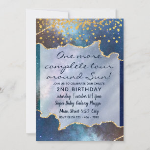Space Äventyr Galaxy Child 2nd Birthday Inbjudningar