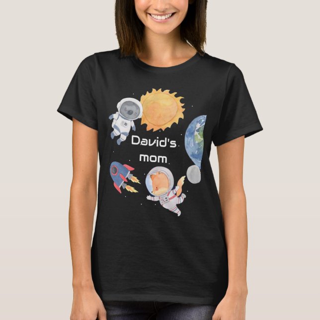 Space Äventyr:Planets och Astronauts mamma T Shirt (Framsida)