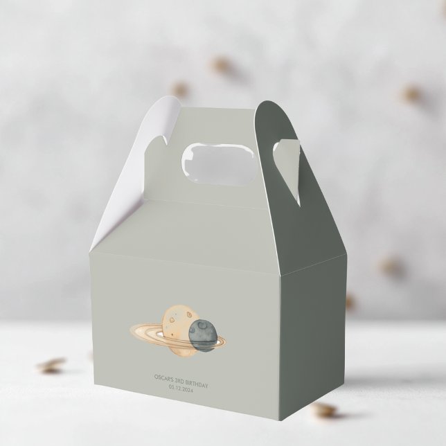 "Space Äventyr Watercolor First Birthday Presentaskar (Skapare uppladdad)