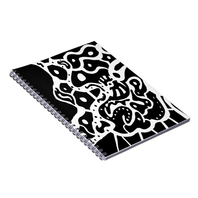 "Space" B&W-Abstrakt Art Anteckningsbok Med Spiral (Högra Sidan)