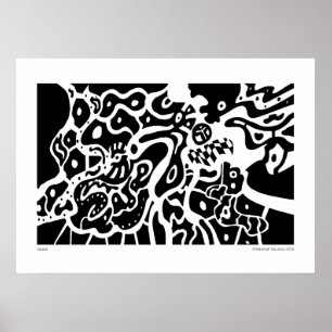 "Space" B&W-Abstrakt Art Poster
